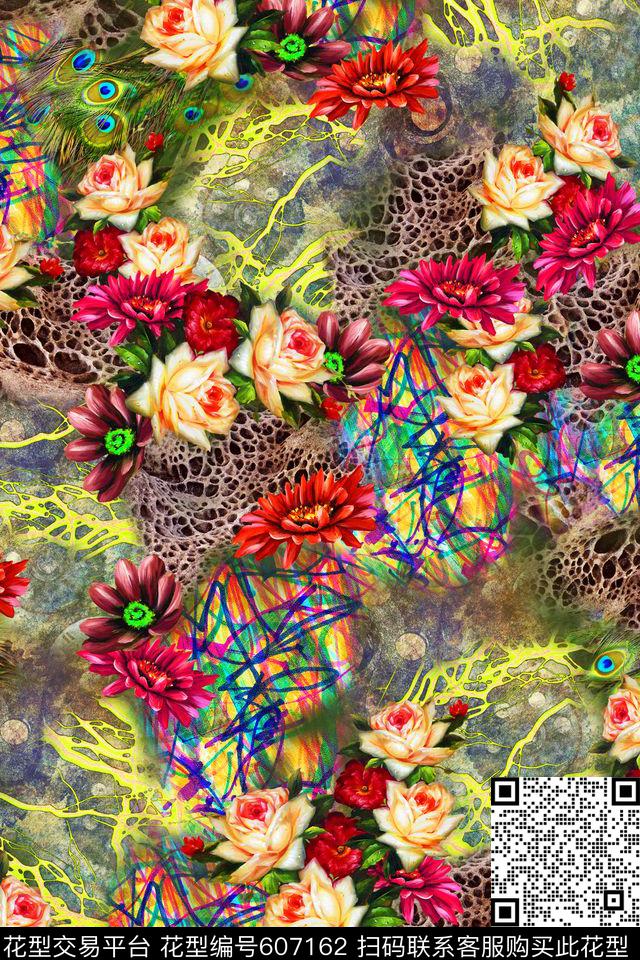 花卉数码印花华亿平台下载（图片编号: 607162） - 瓦栏（Walan）