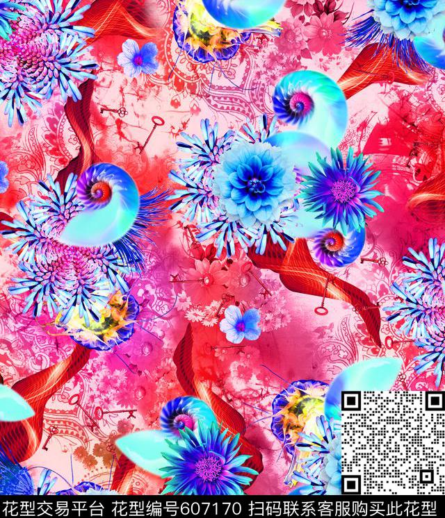 花卉数码印花华亿平台下载（图片编号: 607170） - 瓦栏（Walan）