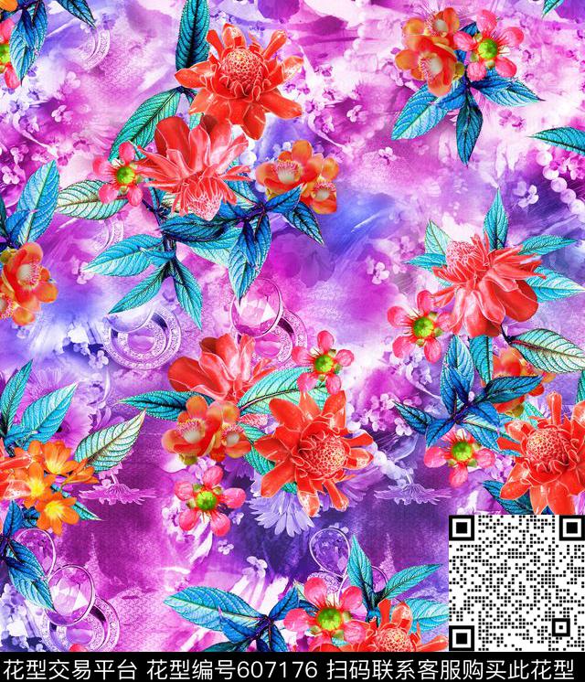 花卉数码印花华亿平台下载（图片编号: 607176） - 瓦栏（Walan）