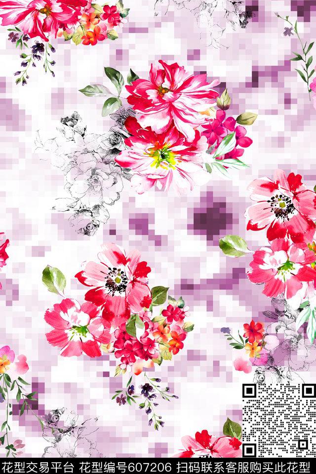 花卉数码印花华亿平台下载（图片编号: 607206） - 瓦栏（Walan）