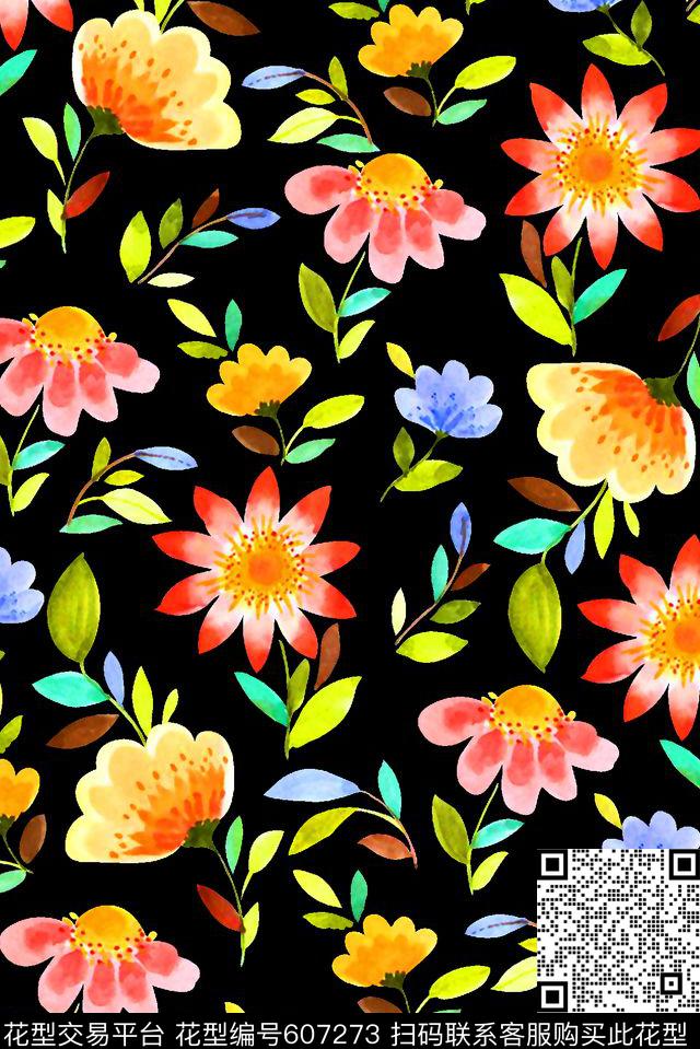 抽象几何清爽梦幻艺术平底立体手绘满版最新高清数码蕾丝民族中国风绣花珠宝肌理时尚潮

流大牌复古欧美风水彩花小花卉女装裙数码印花华亿平台下载（图片编号: 607273） - 瓦栏（Walan）