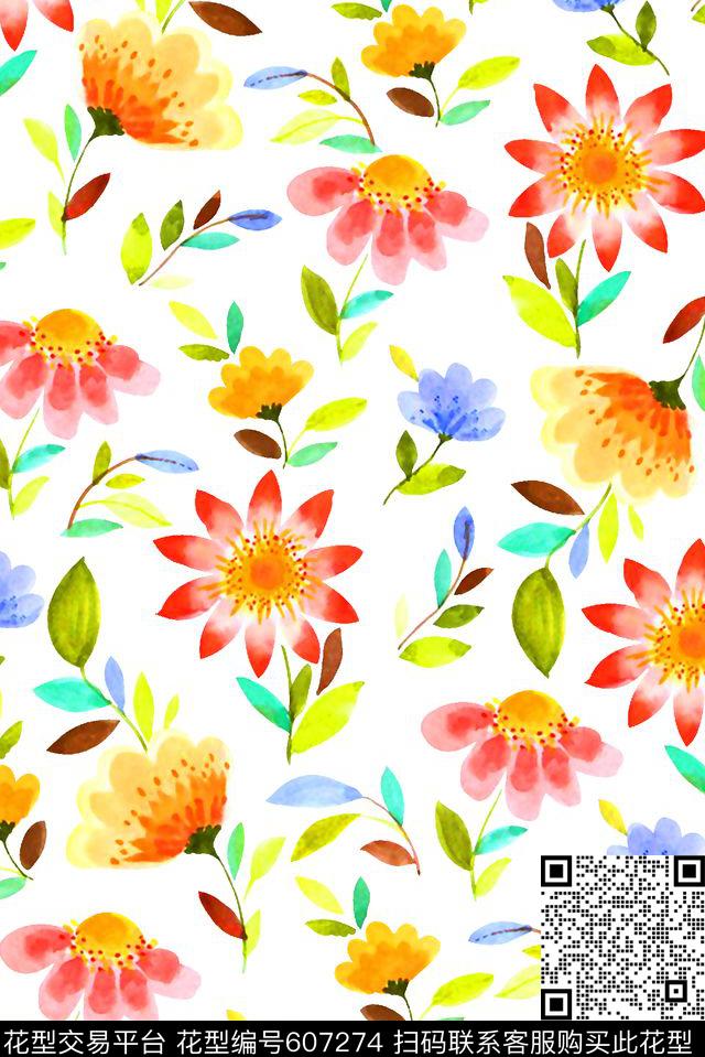 抽象几何清爽梦幻艺术平底立体手绘满版最新高清数码蕾丝民族中国风绣花珠宝肌理时尚潮

流大牌复古欧美风水彩花小花卉女装裙数码印花华亿平台下载（图片编号: 607274） - 瓦栏（Walan）