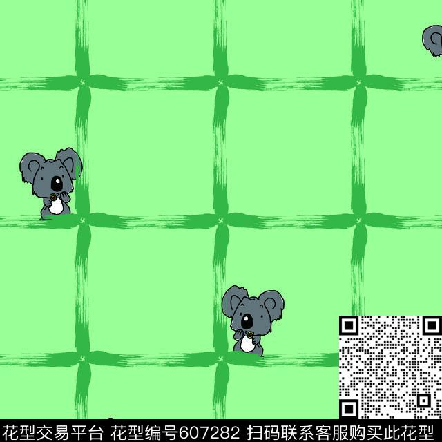 考拉趣味条格传统印花华亿平台下载（图片编号: 607282） - 瓦栏（Walan）