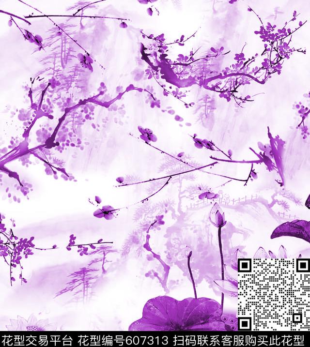 工笔画国画山水画数码印花华亿平台下载（图片编号: 607313） - 瓦栏（Walan）