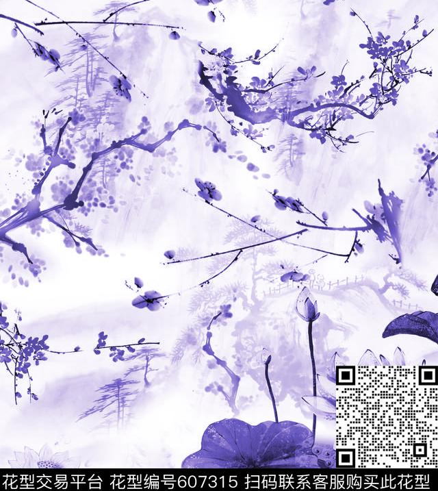 工笔画国画山水画数码印花华亿平台下载（图片编号: 607315） - 瓦栏（Walan）