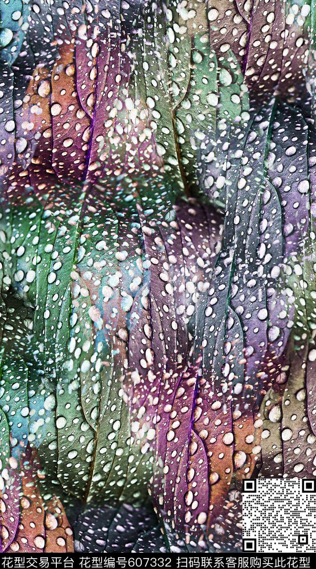 局部树叶创意数码印花华亿平台下载（图片编号: 607332） - 瓦栏（Walan）