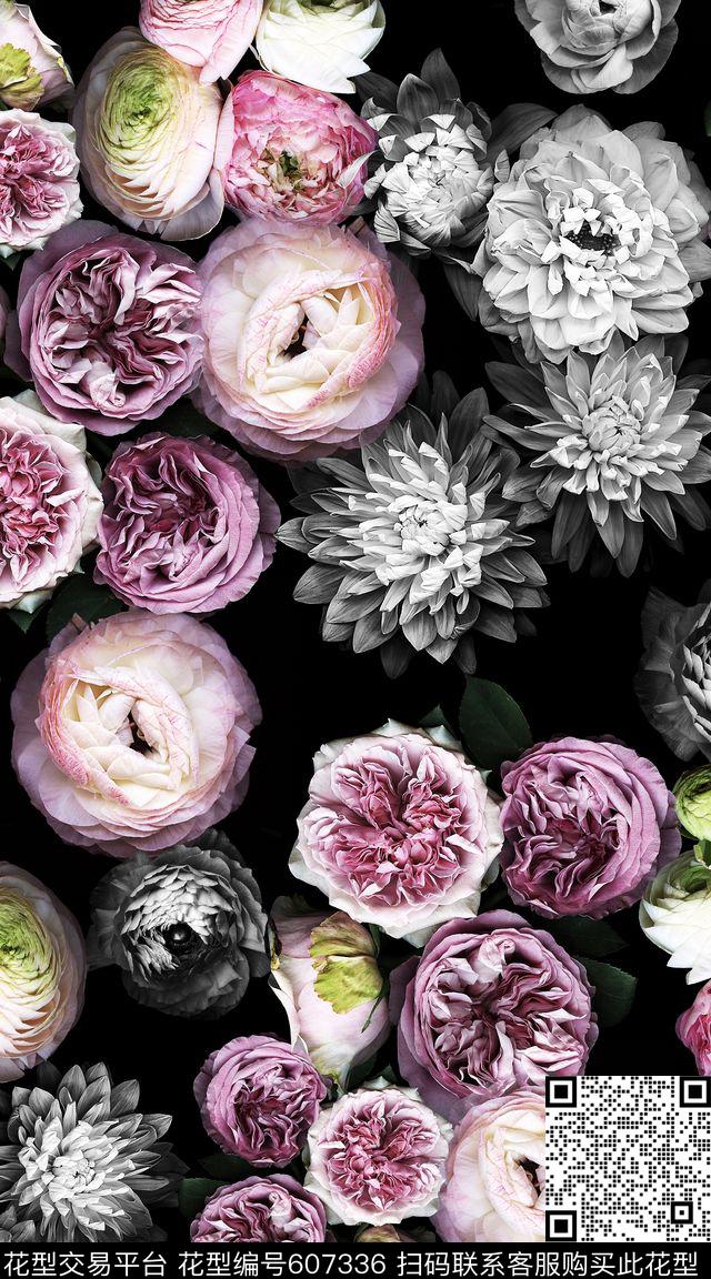 满版花朵花卉数码印花华亿平台下载（图片编号: 607336） - 瓦栏（Walan）
