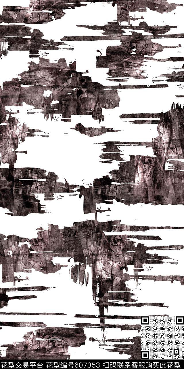 自然手绘抽象数码印花华亿平台下载（图片编号: 607353） - 瓦栏（Walan）