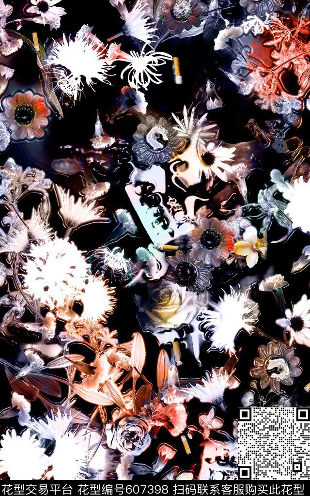 花卉趣味高雅数码印花华亿平台下载（图片编号: 607398） - 瓦栏（Walan）