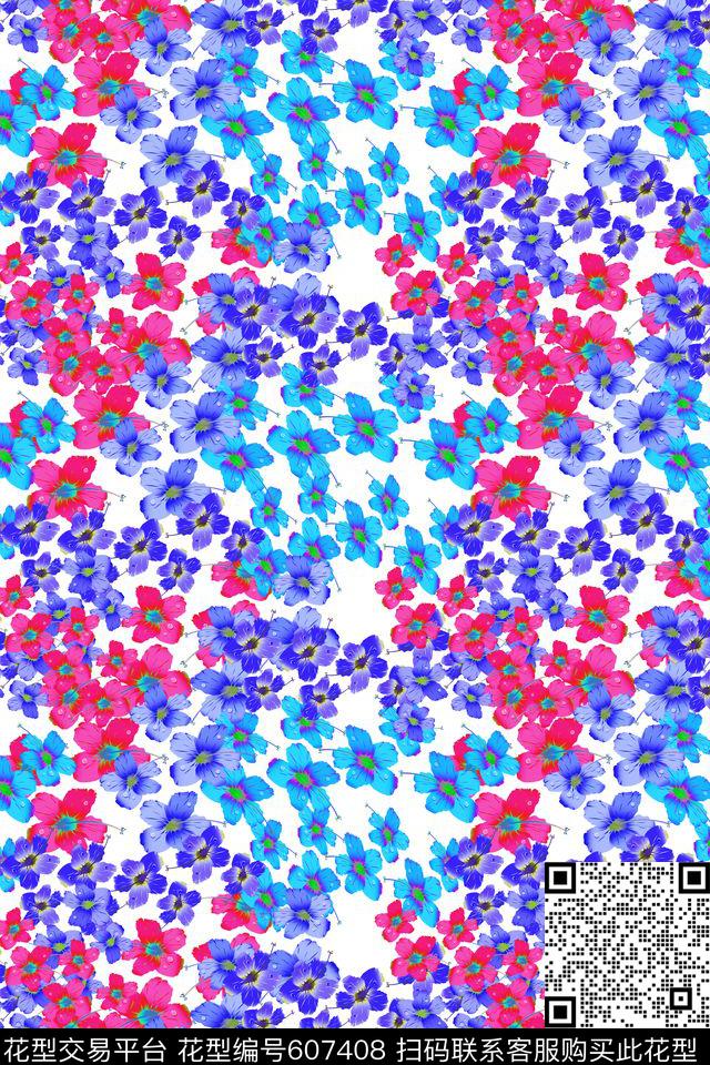 植物花卉花卉花丛碎碎花卉数码印花华亿平台下载（图片编号: 607408） - 瓦栏（Walan）