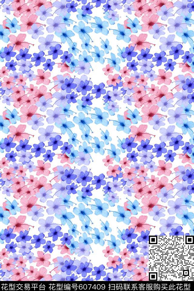 植物花卉花卉花丛碎碎花卉数码印花华亿平台下载（图片编号: 607409） - 瓦栏（Walan）