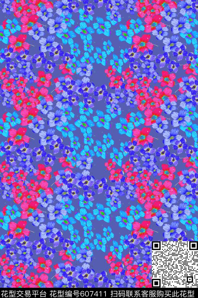 植物花卉花卉花丛碎碎花卉数码印花华亿平台下载（图片编号: 607411） - 瓦栏（Walan）