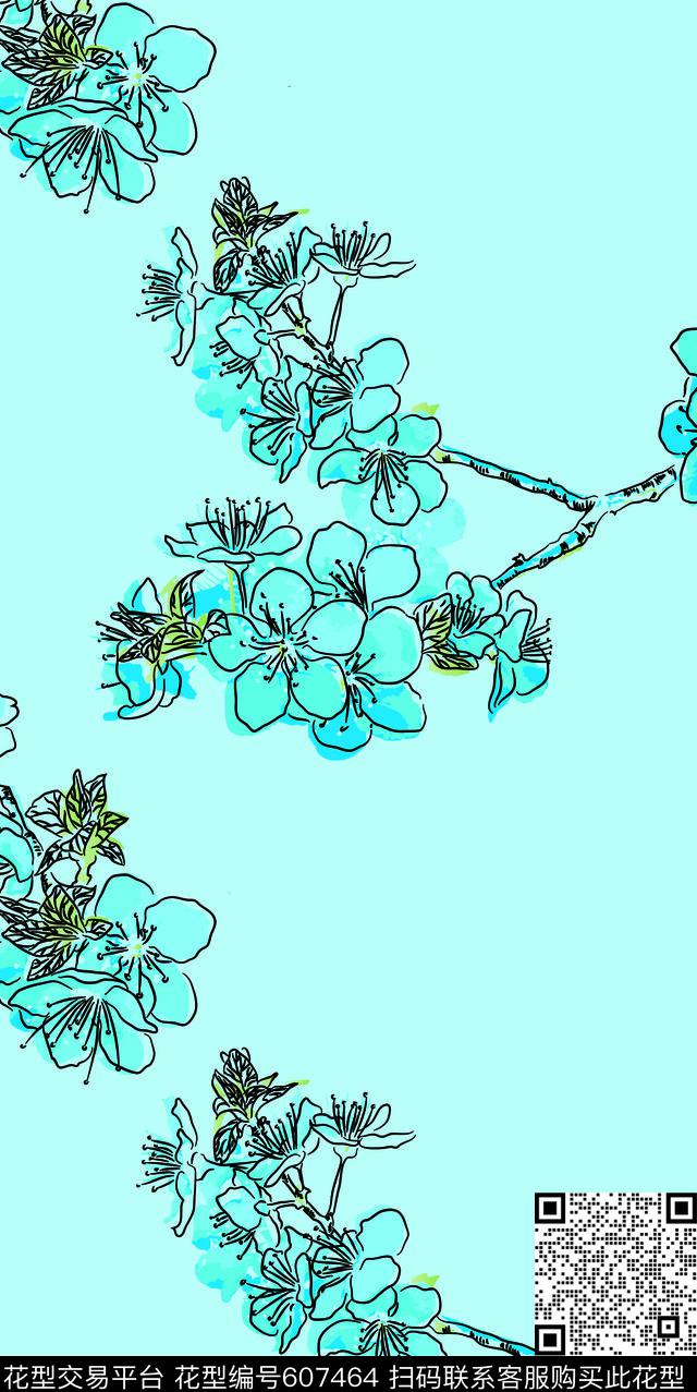 2017年女装新花卉趣味手绘花卉梅花2017孕妇居家服华亿平台传统印花华亿平台下载（图片编号: 607464） - 瓦栏（Walan）