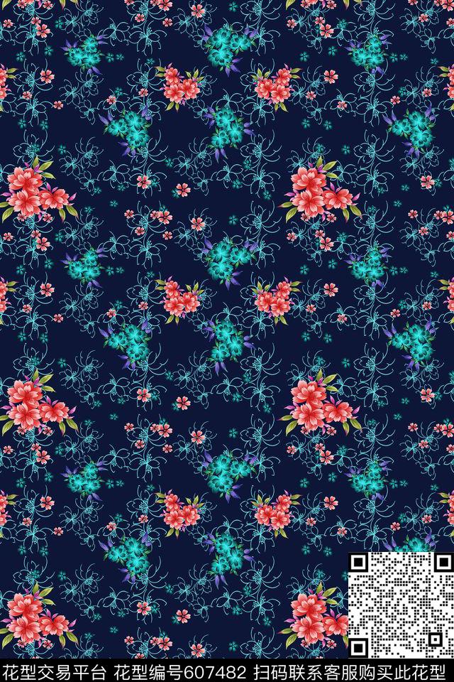 多色民族风植物花卉数码印花华亿平台下载（图片编号: 607482） - 瓦栏（Walan）