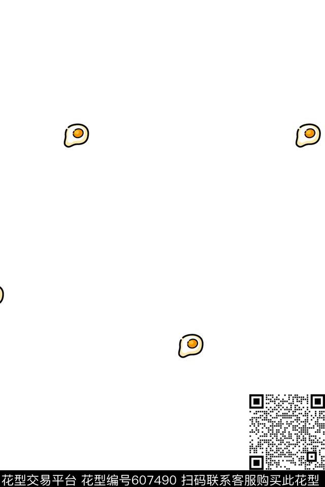 荷包蛋卡通明亮数码印花华亿平台下载（图片编号: 607490） - 瓦栏（Walan）