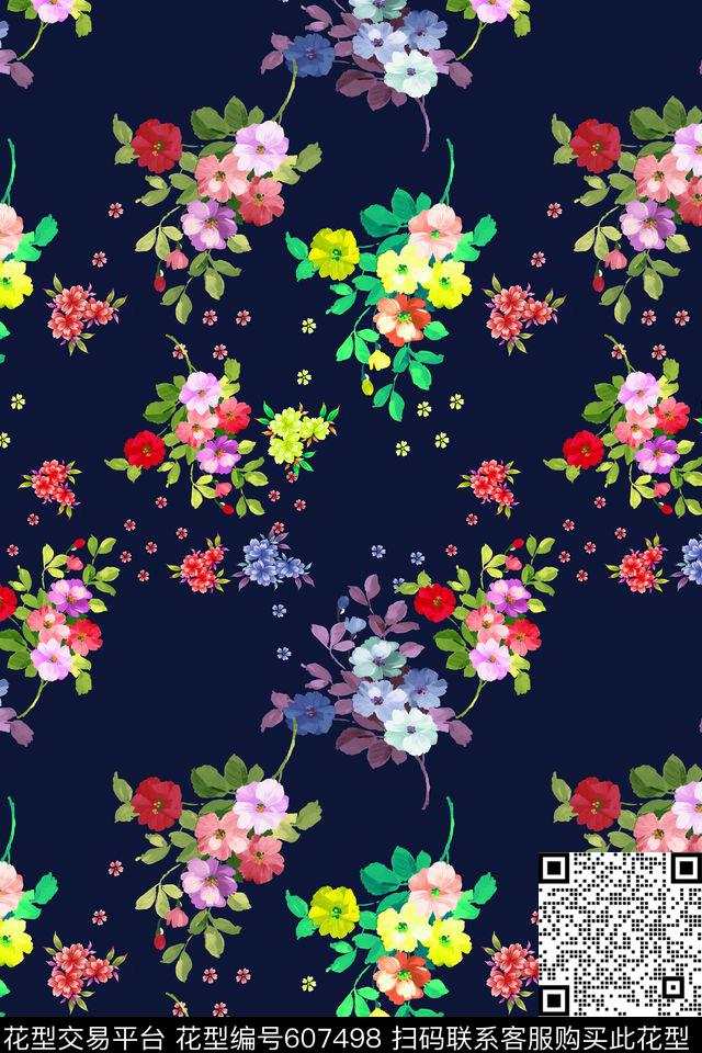 多色碎碎花卉植物花卉数码印花华亿平台下载（图片编号: 607498） - 瓦栏（Walan）