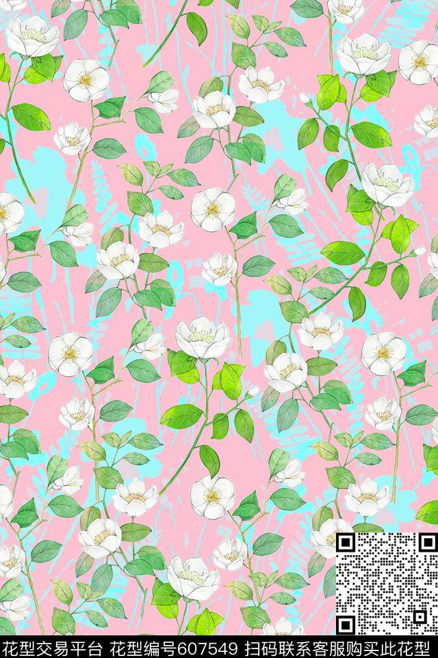 花卉花朵女装数码印花华亿平台下载（图片编号: 607549） - 瓦栏（Walan）