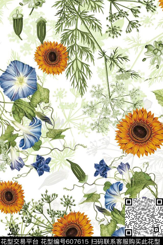 花卉数码印花华亿平台下载（图片编号: 607615） - 瓦栏（Walan）