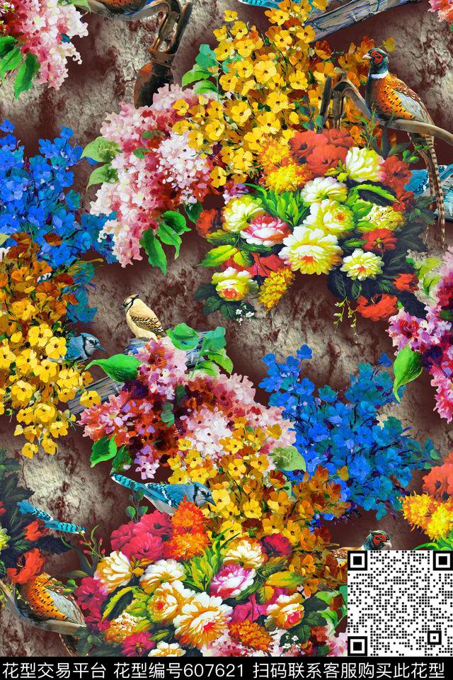花卉数码印花华亿平台下载（图片编号: 607621） - 瓦栏（Walan）