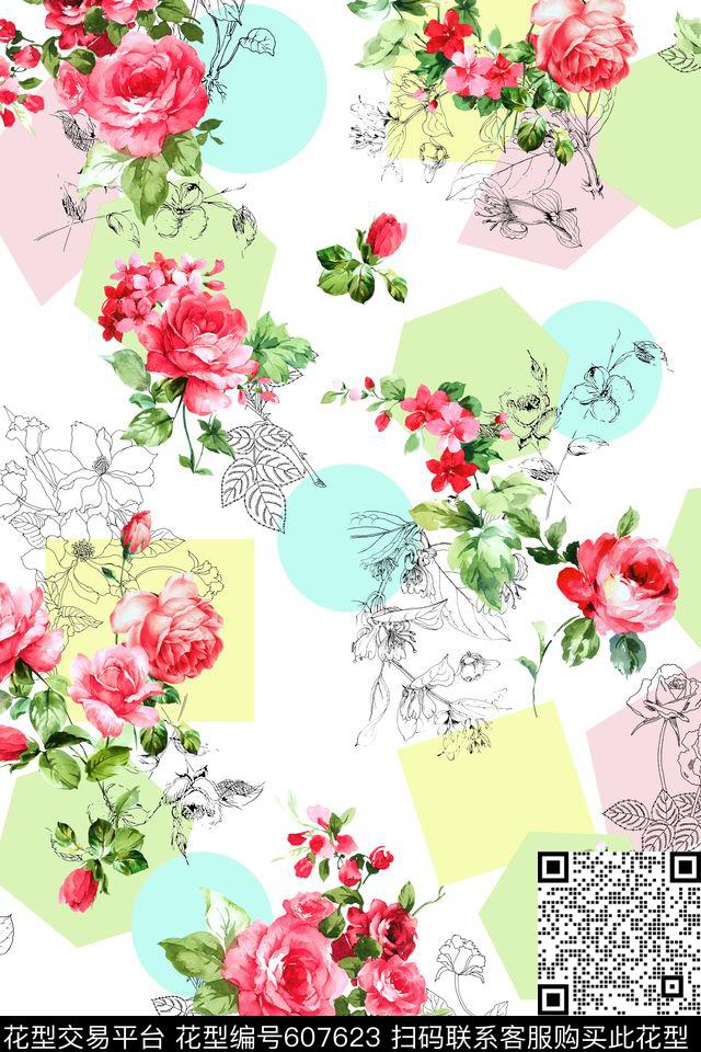 花卉数码印花华亿平台下载（图片编号: 607623） - 瓦栏（Walan）