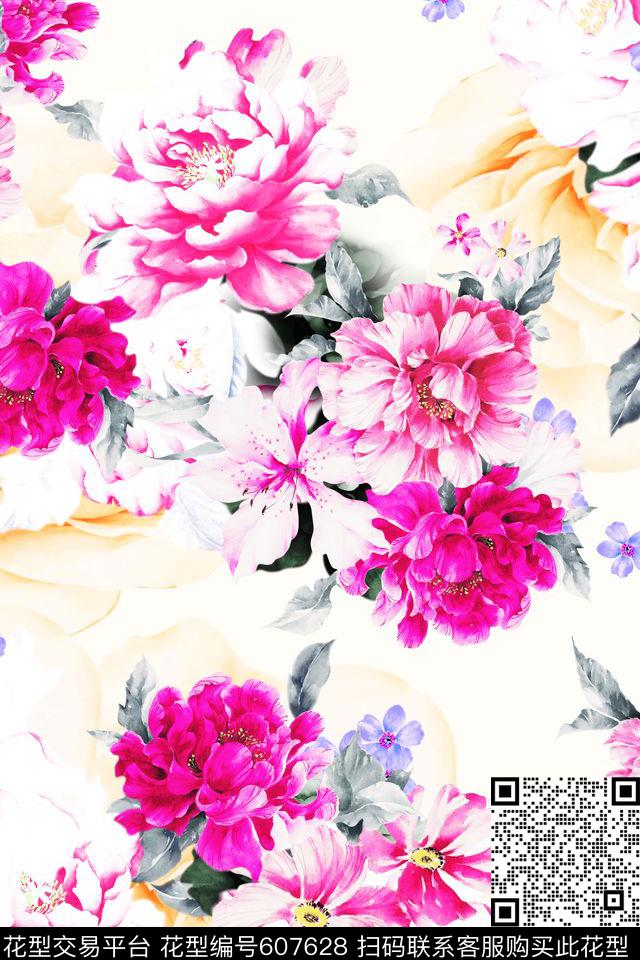 花卉数码印花华亿平台下载（图片编号: 607628） - 瓦栏（Walan）
