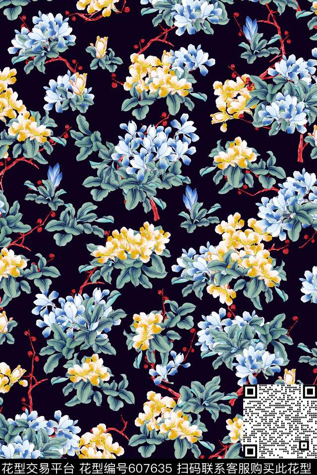 花卉数码印花华亿平台下载（图片编号: 607635） - 瓦栏（Walan）