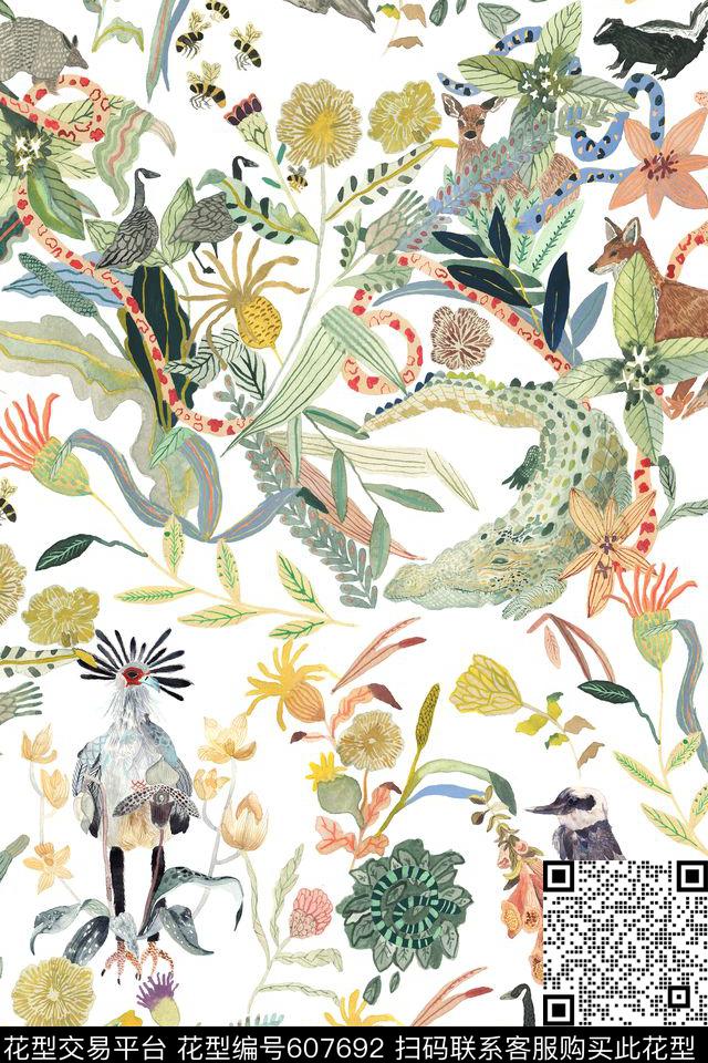 线描沙发布动物数码印花华亿平台下载（图片编号: 607692） - 瓦栏（Walan）