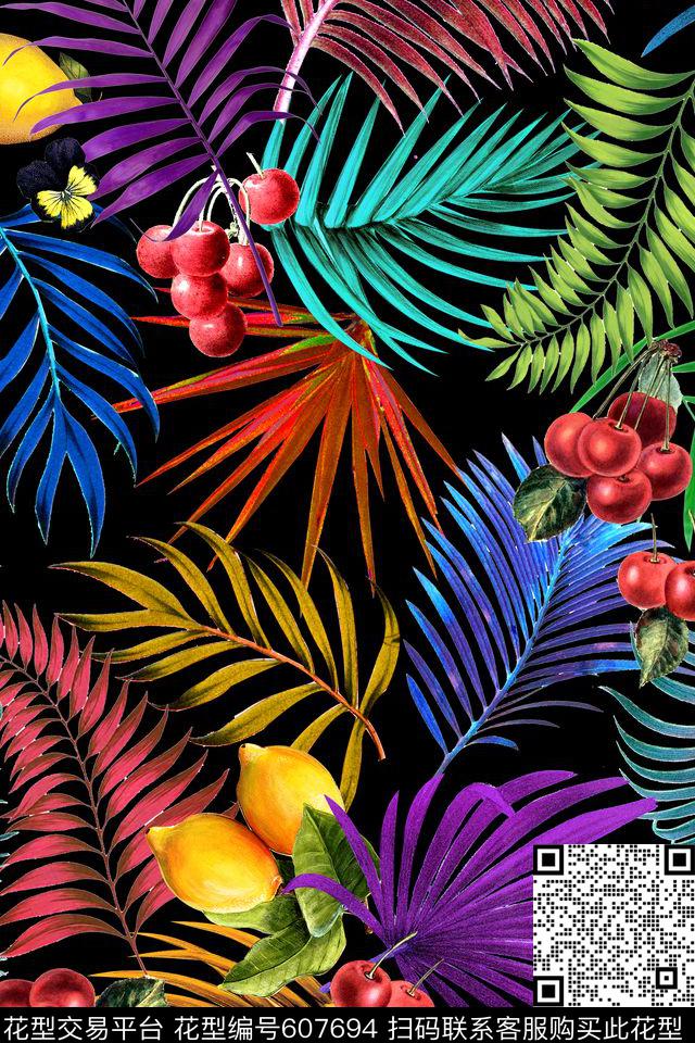 沙发布热带风棕榈叶数码印花华亿平台下载（图片编号: 607694） - 瓦栏（Walan）