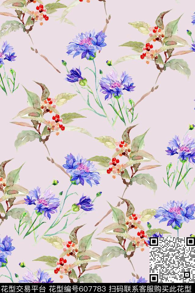 花朵花卉手绘数码印花华亿平台下载（图片编号: 607783） - 瓦栏（Walan）