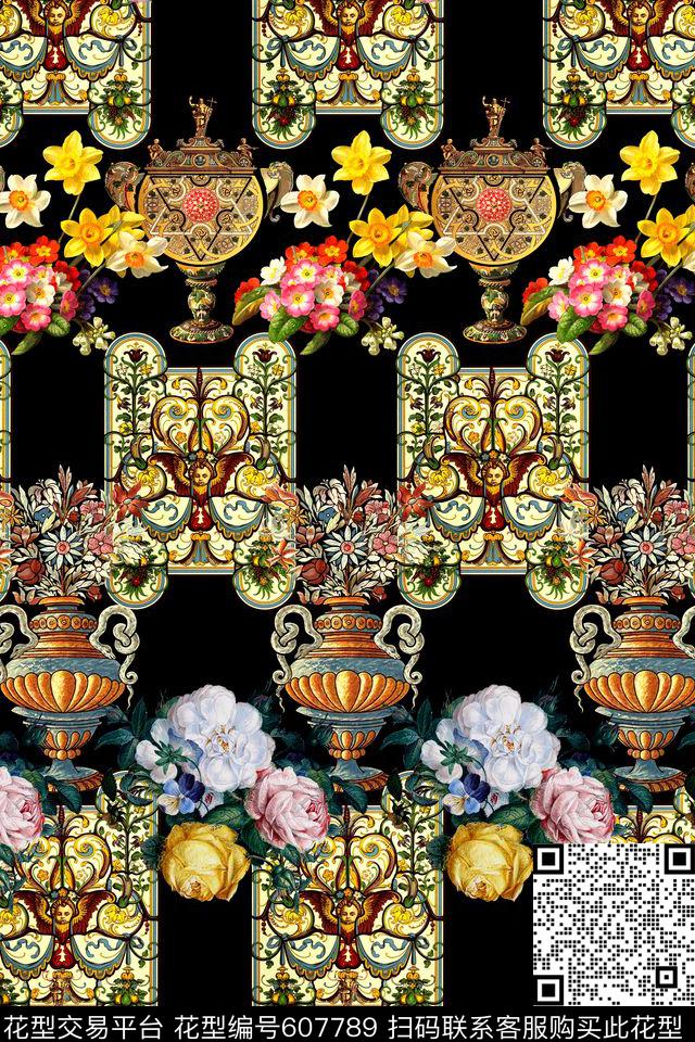欧式复古休闲数码印花华亿平台下载（图片编号: 607789） - 瓦栏（Walan）