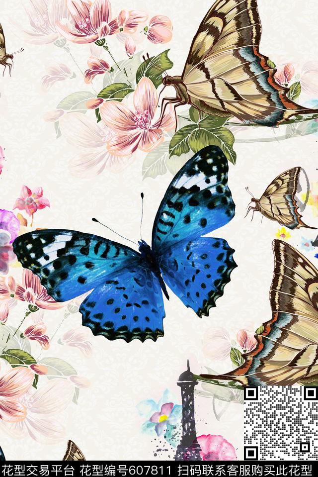 花朵水彩花卉数码印花华亿平台下载（图片编号: 607811） - 瓦栏（Walan）