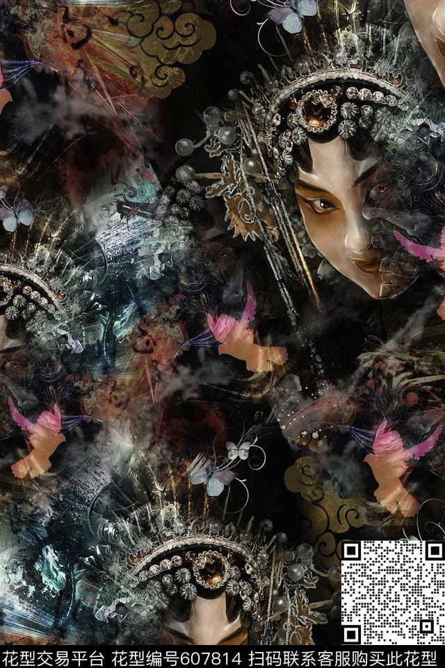 中国风脸谱数码印花华亿平台下载（图片编号: 607814） - 瓦栏（Walan）