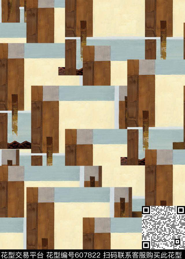 油画色块几何数码印花华亿平台下载（图片编号: 607822） - 瓦栏（Walan）