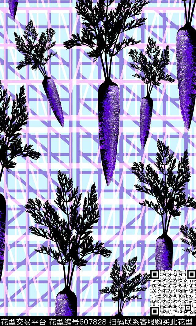 线条、条纹、格子类趣味胡萝卜条纹数码印花华亿平台下载（图片编号: 607828） - 瓦栏（Walan）