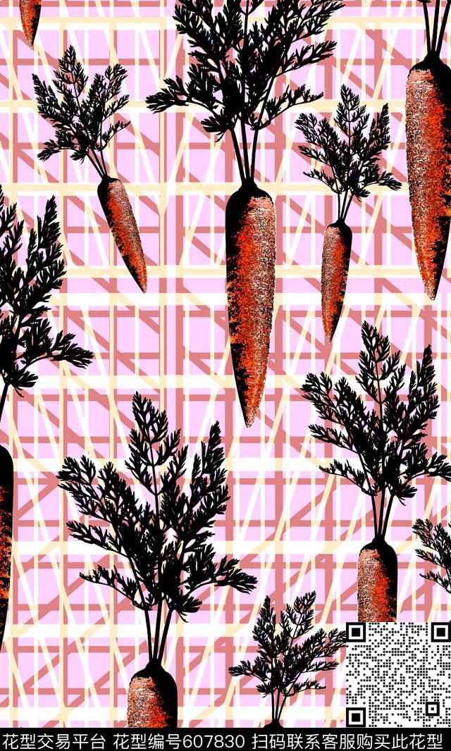 线条、条纹、格子类趣味胡萝卜条纹数码印花华亿平台下载（图片编号: 607830） - 瓦栏（Walan）