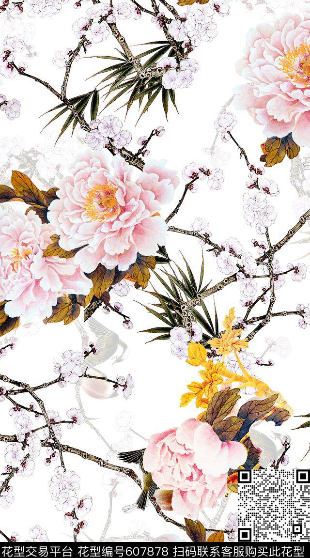 民族风古典花朵数码印花华亿平台下载（图片编号: 607878） - 瓦栏（Walan）