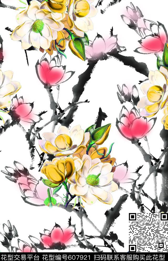 花卉民族风中国风数码印花华亿平台下载（图片编号: 607921） - 瓦栏（Walan）