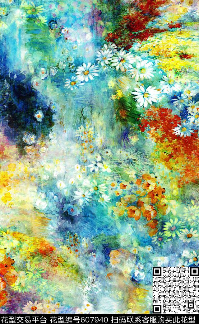 油墨抽象纹理数码印花华亿平台下载（图片编号: 607940） - 瓦栏（Walan）