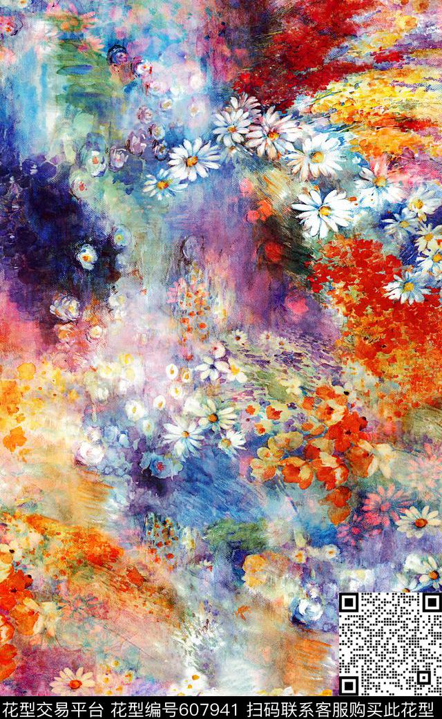 油墨抽象纹理数码印花华亿平台下载（图片编号: 607941） - 瓦栏（Walan）