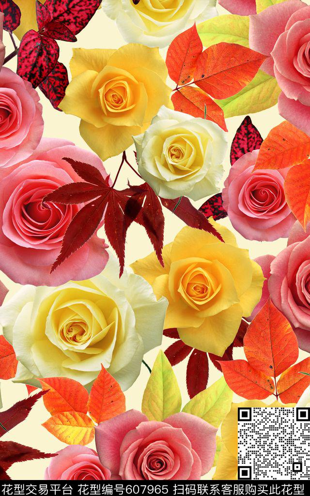 牡丹素雅花朵数码印花华亿平台下载（图片编号: 607965） - 瓦栏（Walan）