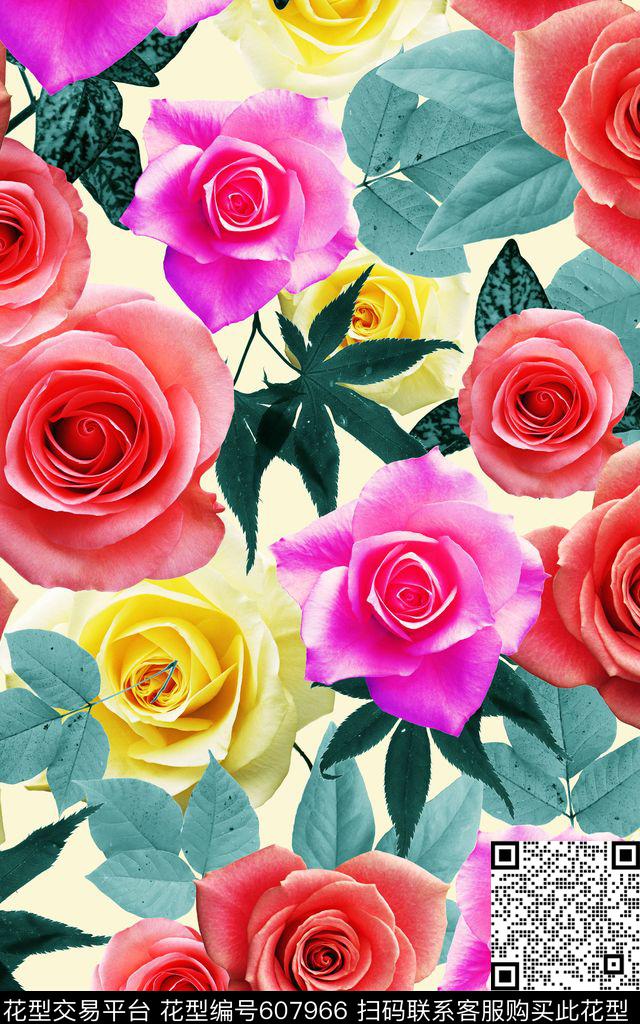 牡丹素雅花朵数码印花华亿平台下载（图片编号: 607966） - 瓦栏（Walan）