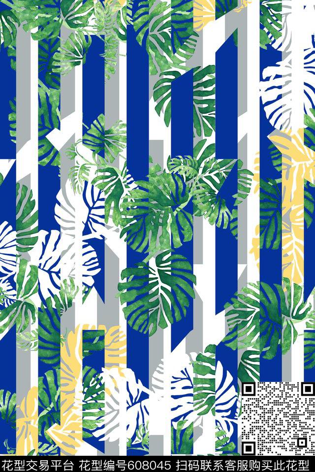 植物印花抽象几何裙子印花数码印花华亿平台下载（图片编号: 608045） - 瓦栏（Walan）