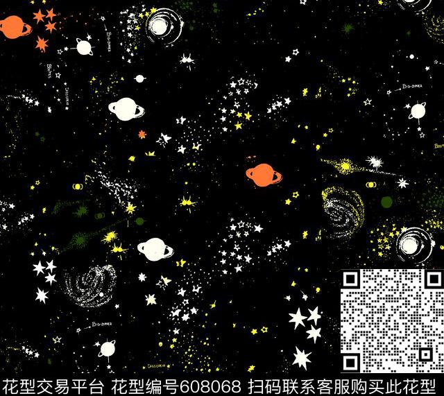 星空黑白传统印花华亿平台下载（图片编号: 608068） - 瓦栏（Walan）