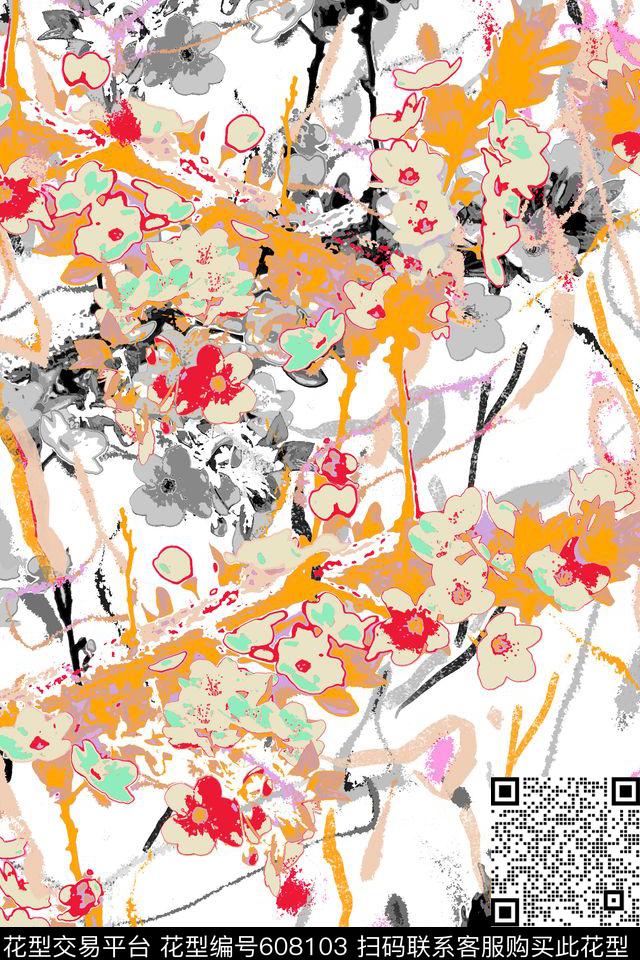 花卉花朵中国风传统印花华亿平台下载（图片编号: 608103） - 瓦栏（Walan）