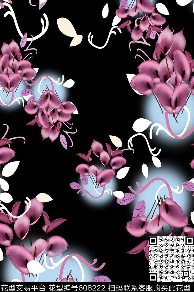 中国风多色风格花卉数码印花华亿平台下载（图片编号: 608222） - 瓦栏（Walan）