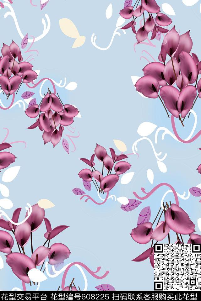 中国风多色风格花卉数码印花华亿平台下载（图片编号: 608225） - 瓦栏（Walan）