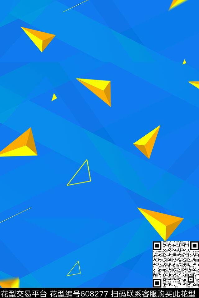 黄蓝撞色明亮视觉感传统印花华亿平台下载（图片编号: 608277） - 瓦栏（Walan）
