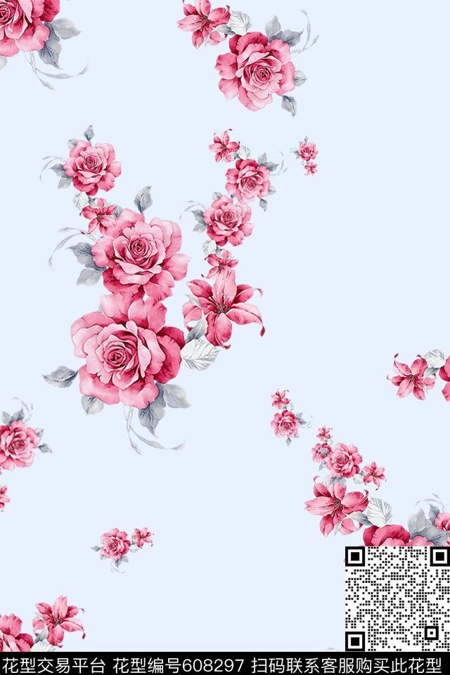 花朵花卉数码印花华亿平台下载（图片编号: 608297） - 瓦栏（Walan）