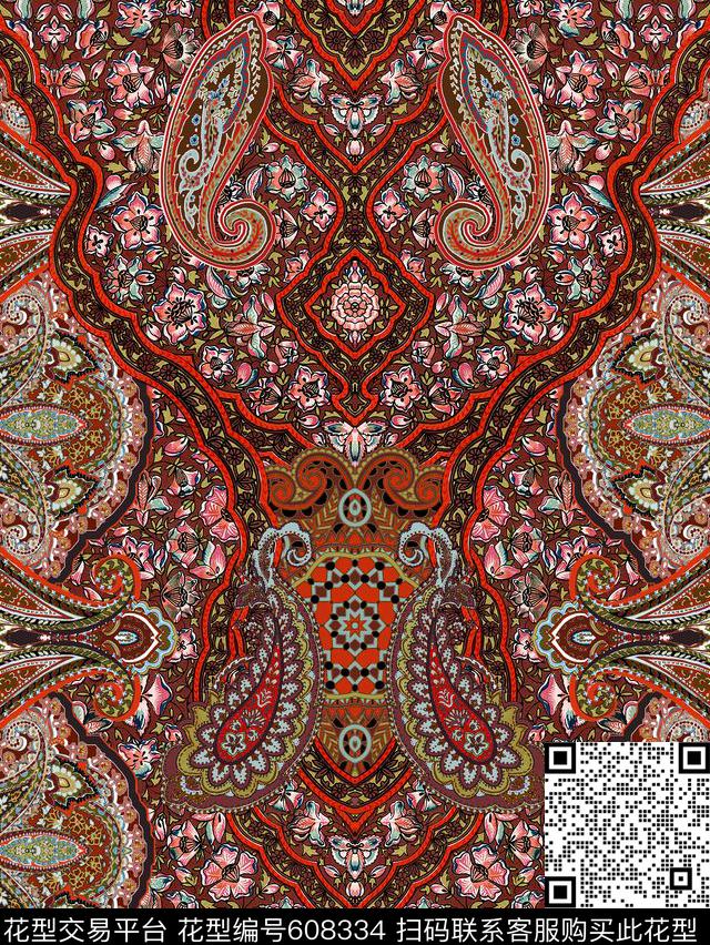民族风佩斯利腰果数码印花华亿平台下载（图片编号: 608334） - 瓦栏（Walan）