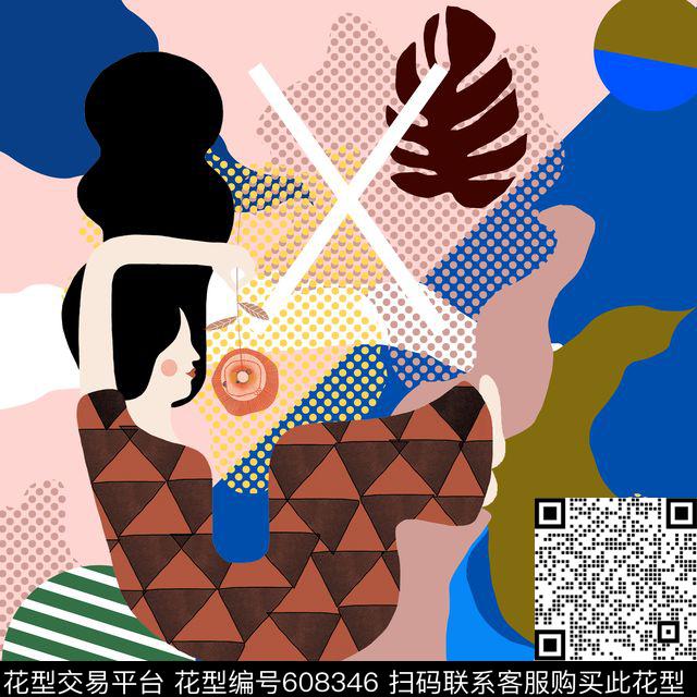 T恤女装抽象传统印花华亿平台下载（图片编号: 608346） - 瓦栏（Walan）